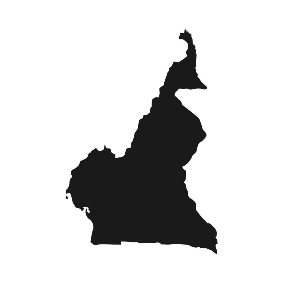 Vector Illustration of the Black Map of Cameroon on White Background