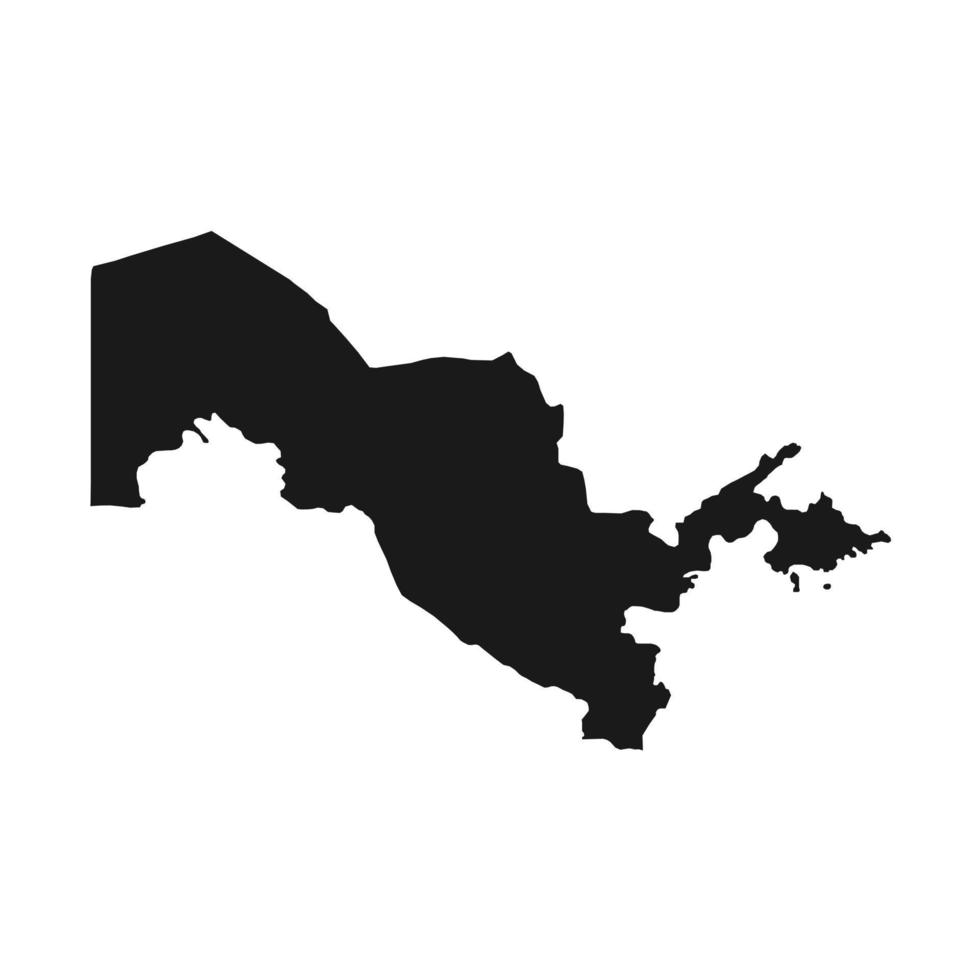 Vector Illustration of the Black Map of Uzbekistan on White Background