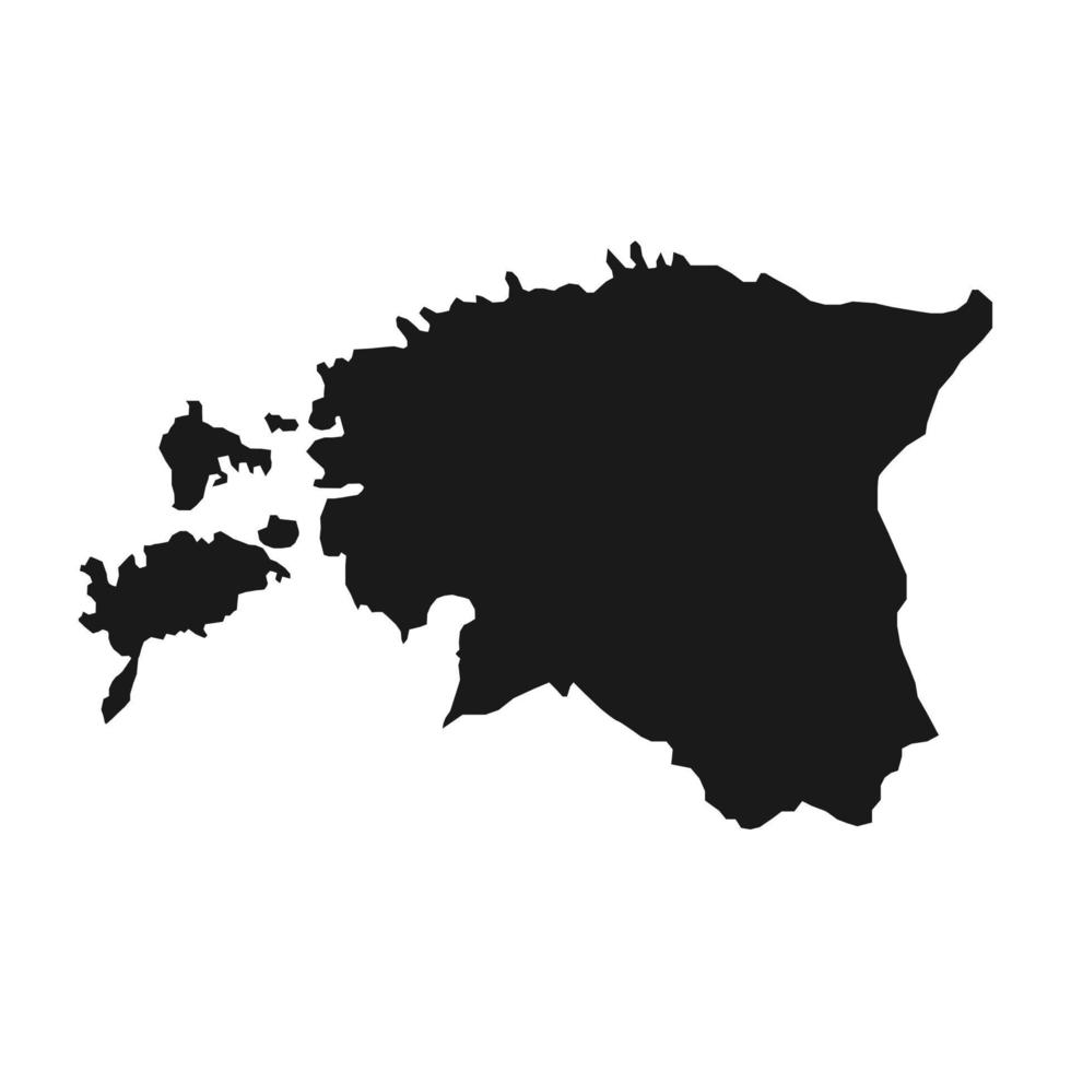 Vector Illustration of the Black Map of Estonia on White Background
