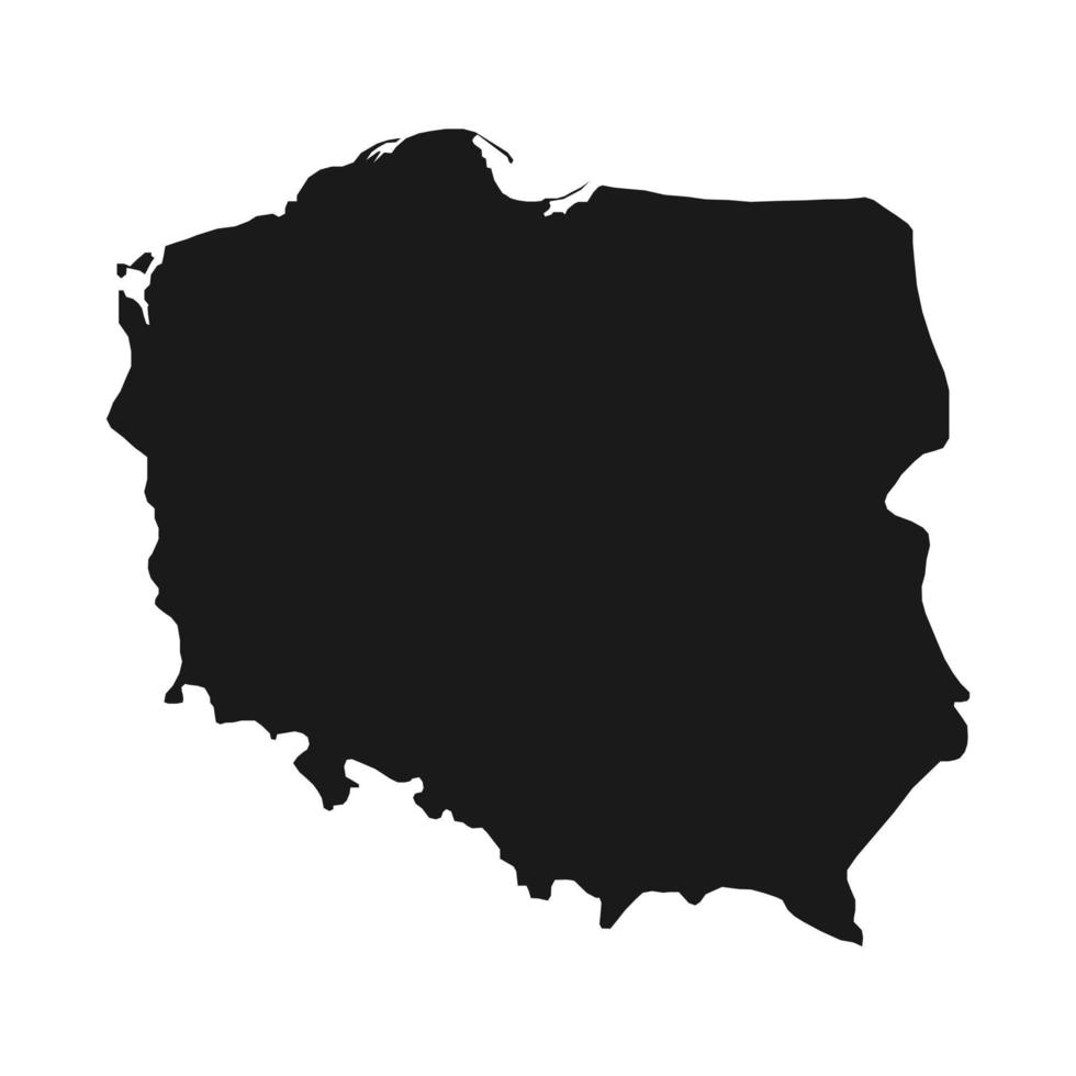 Vector Illustration of the Black Map of Poland on White Background