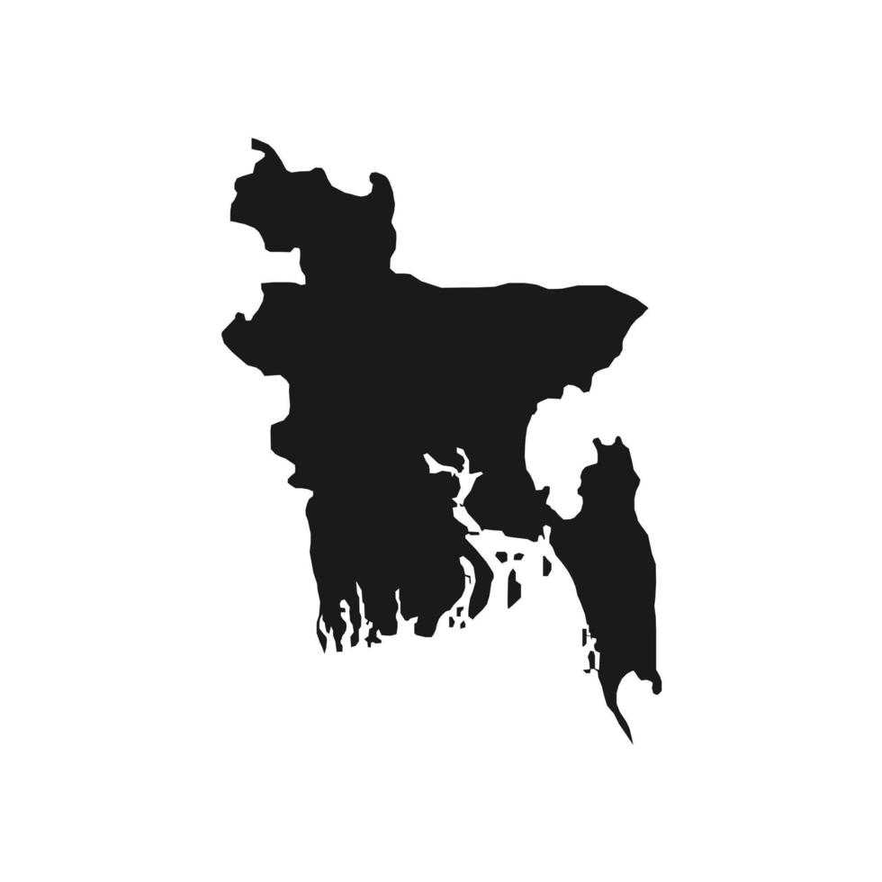 Vector Illustration of the Black Map of Bangladesh on White Background