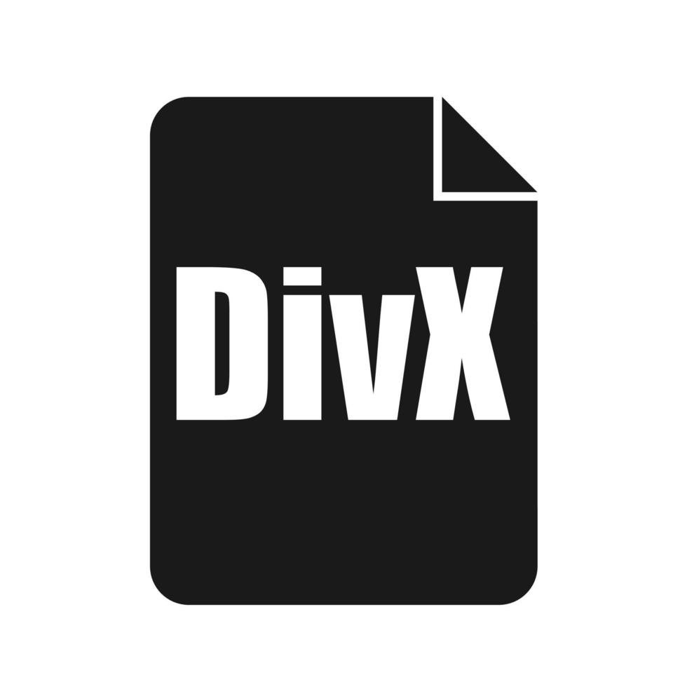 icono de archivo divx, estilo de diseño plano vector