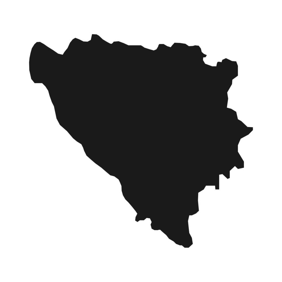 Vector Illustration of the Black Map of Bosnia and Herzegovina on White Background