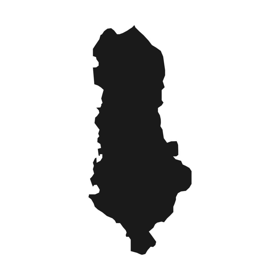 Vector Illustration of the Black Map of Albania on White Background