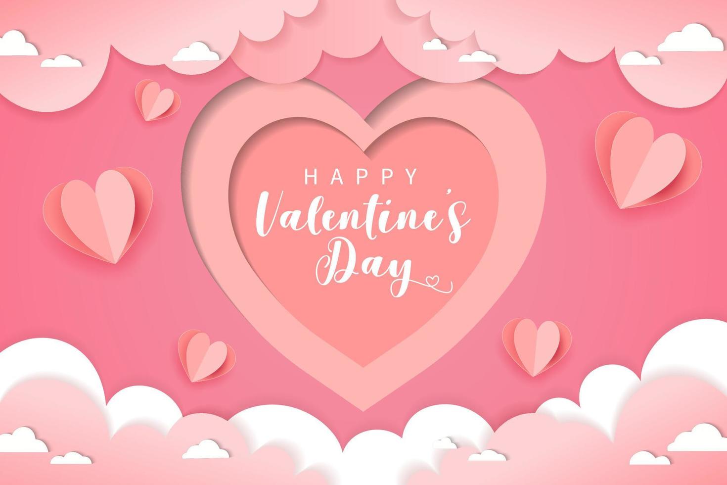 valentine day background with paper cut style vector