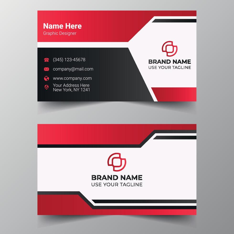 Double Sided Business Card Design Vector Template - Horizontal