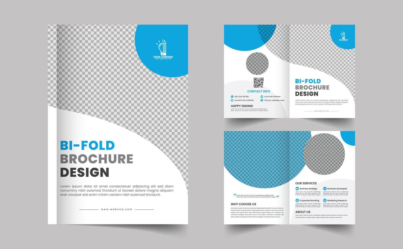 plantilla de diseño de folleto de doble pliegue de negocios. plantilla de diseño de folleto empresarial bi-fold corporativo en tamaño a4 vector