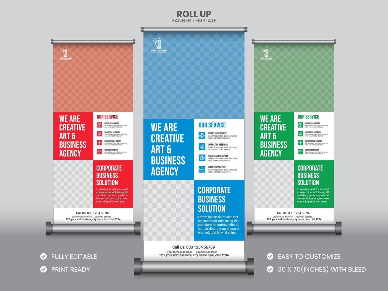 Roll up banner design template for your Business and marketing. Modern x-banner template. Corporate roll up banner design vector