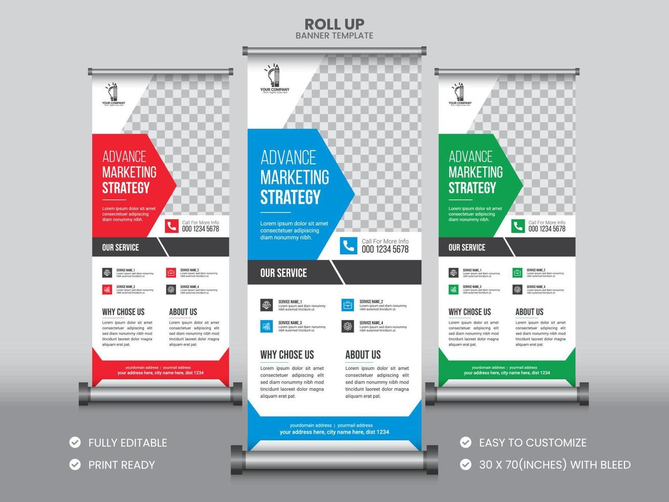 Roll up banner design template for your Business and marketing. Modern x-banner template. Corporate roll up banner design vector