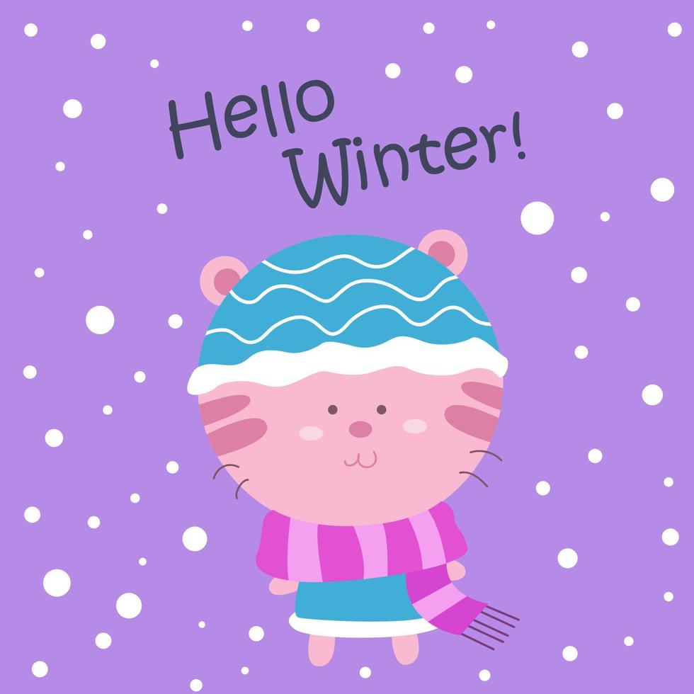 Winter illustration with cute animal 2 vector
