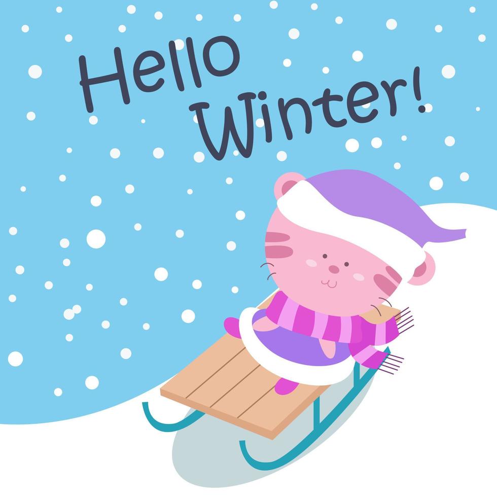 Winter illustration with cute animal 3 vector