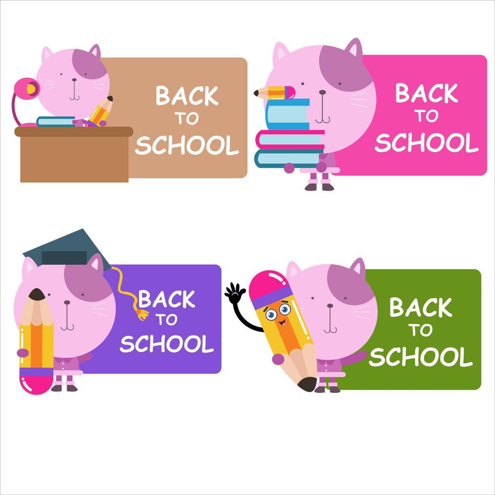 Back to school illustration with cute animals collection 2 vector