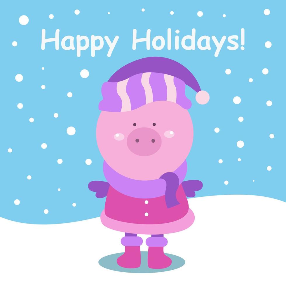 Happy holidays illustration with cute animals vector