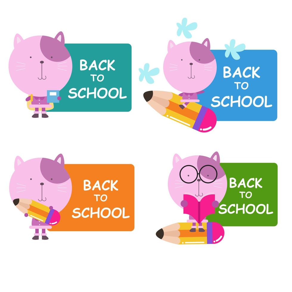 Back to school illustration with cute animals collection 1 vector