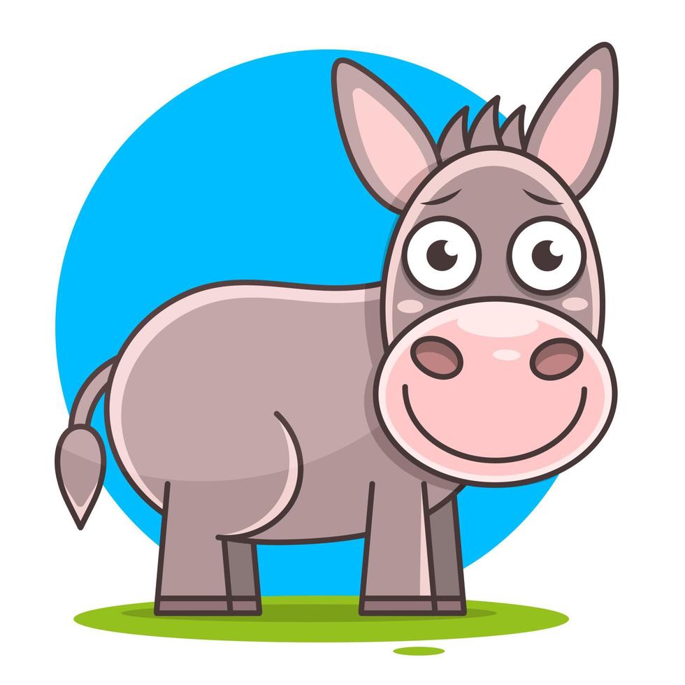 ilustración linda de burro, caricatura de burro, vector de burro