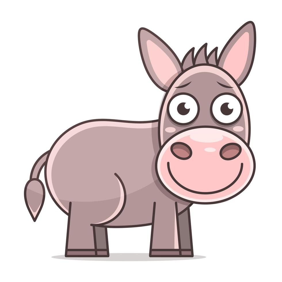 ilustración linda de burro, caricatura de burro, vector de burro, burro