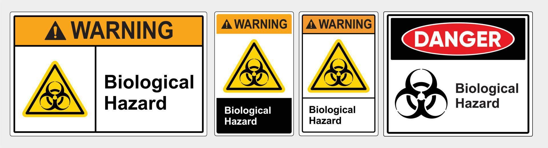 señal de peligro biológico. tablero de advertencia de precaución. ilustración de vector de señal de seguridad. Signo estándar de osha y ansi. eps10