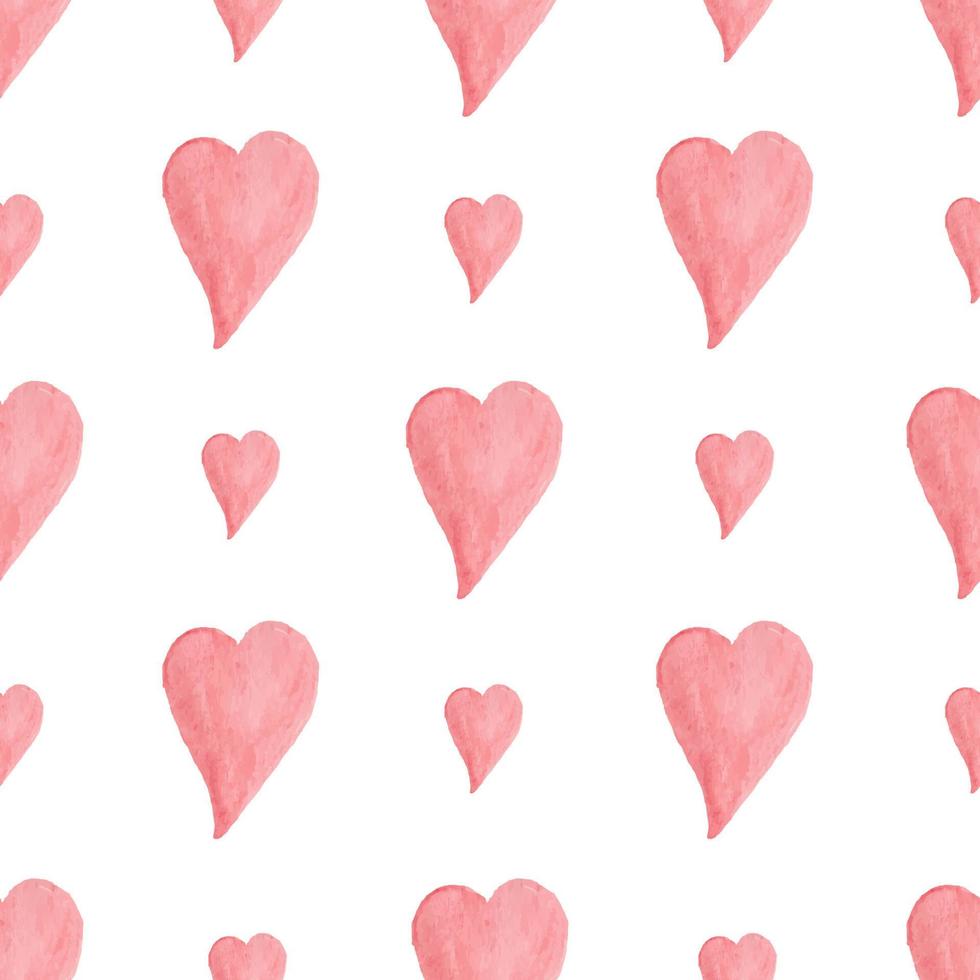 Watercolor hearts seamless pattern vector