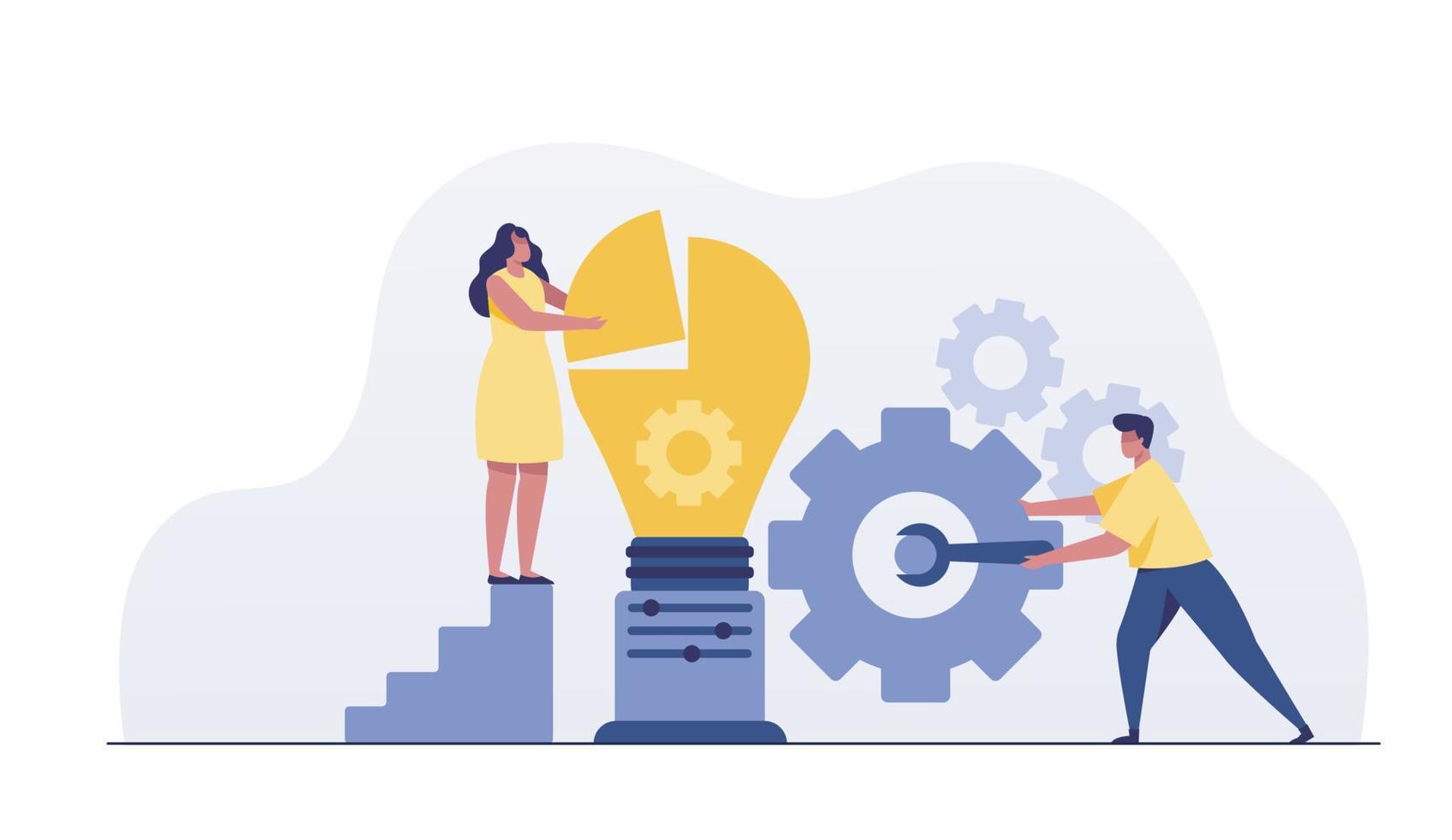Business team working creative thinking for business marketing idea concept. vector