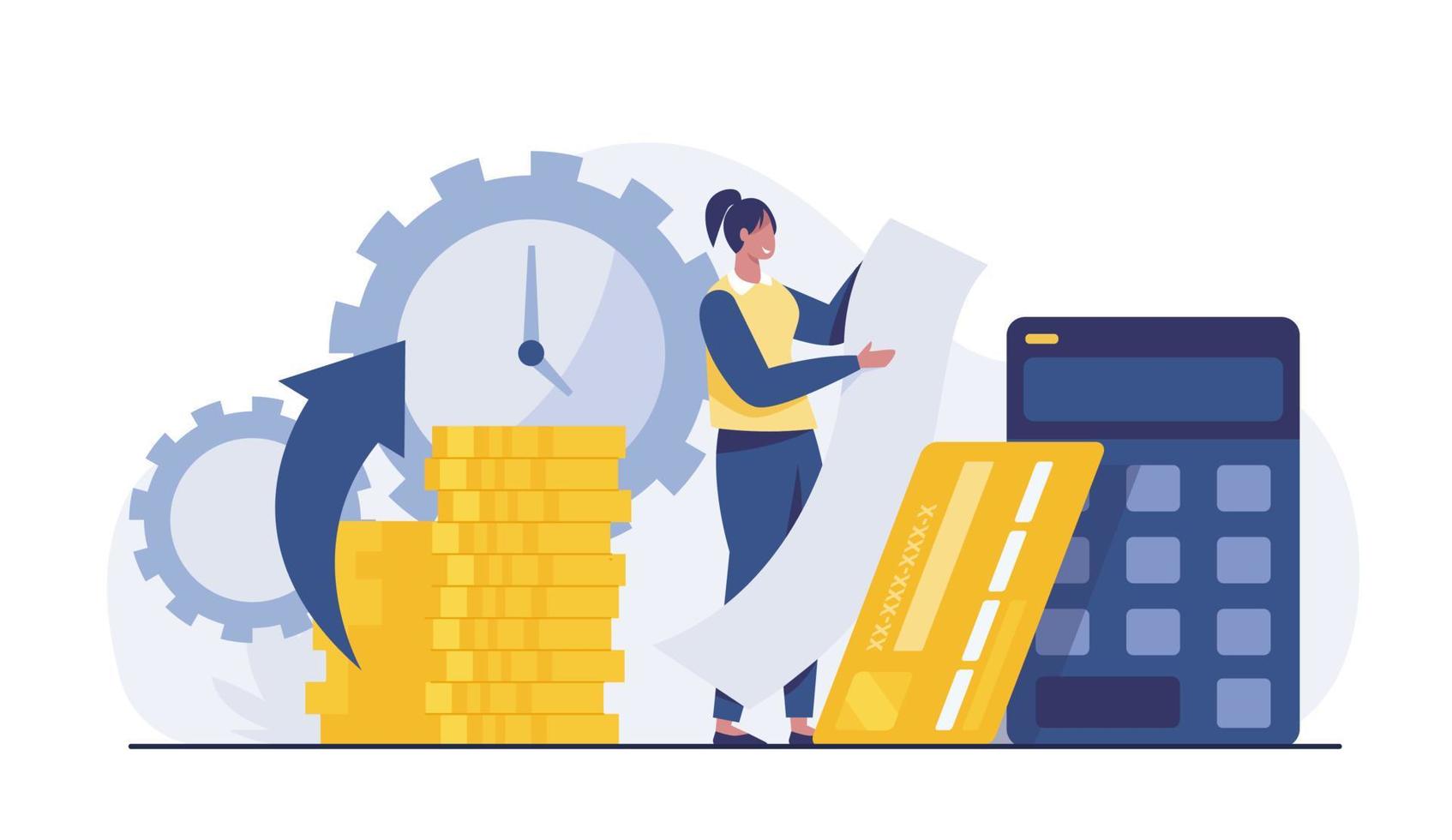 The business team divides the business pie chart. vector
