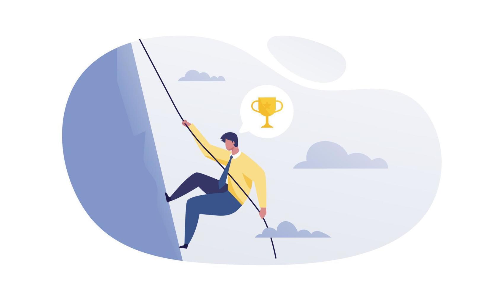 Businessman climbs the mountain. Concept of professional success. vector