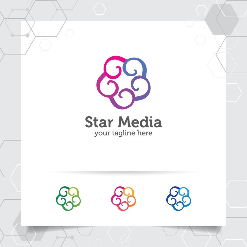Star logo design concept of connected loop symbol , abstract star vector logo used for finance, accounting, and consulting.