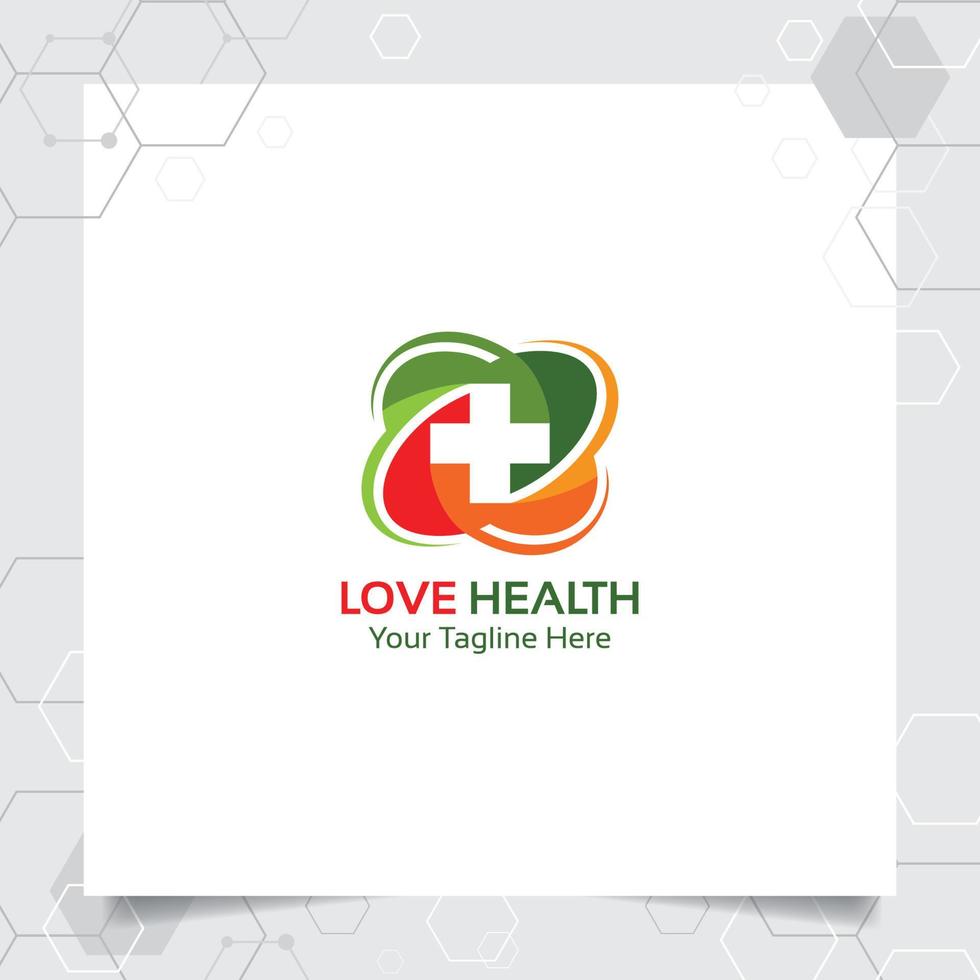 Natural health logo design vector with people and green ecology concept illustration.