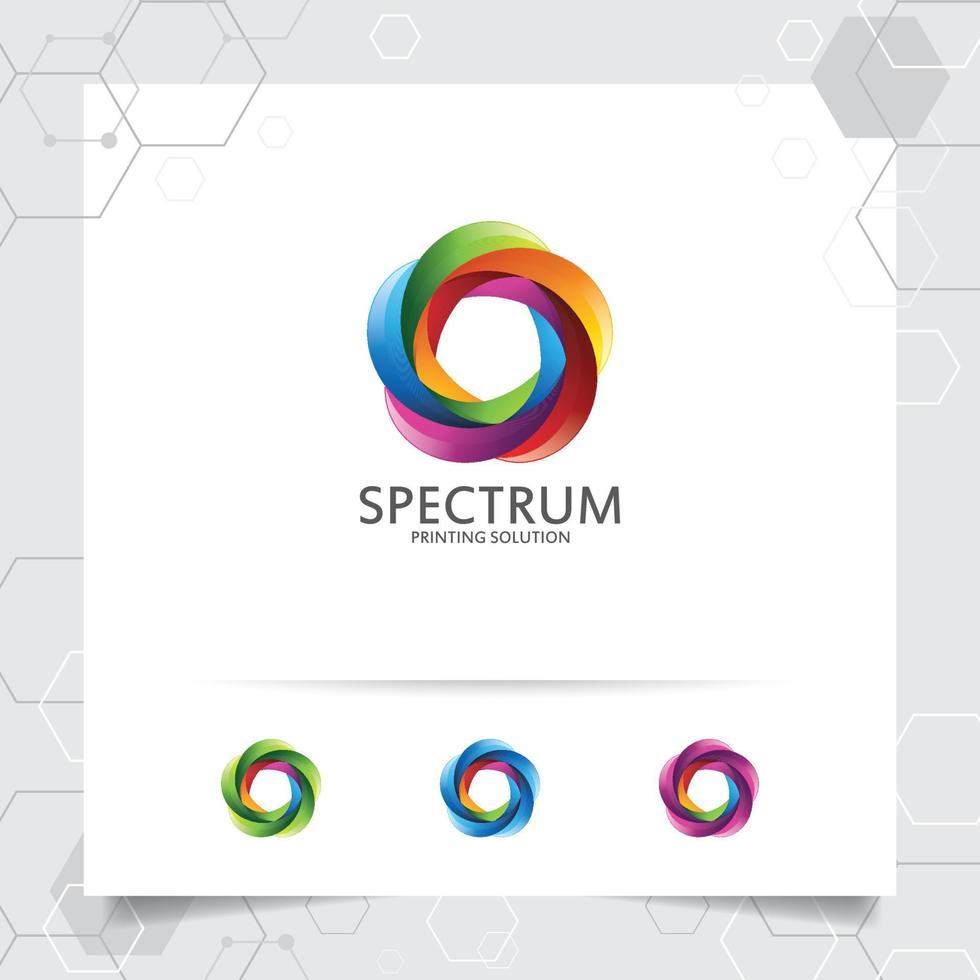 Colorful circle logo design with concept of 3D geometric circle . Abstract colorful vector element used for printing and technology.