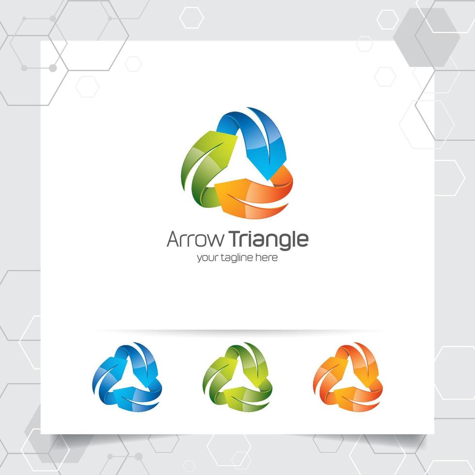 3D arrow logo vector design with concept of colorful modern style for digital business, website, agency and studio.