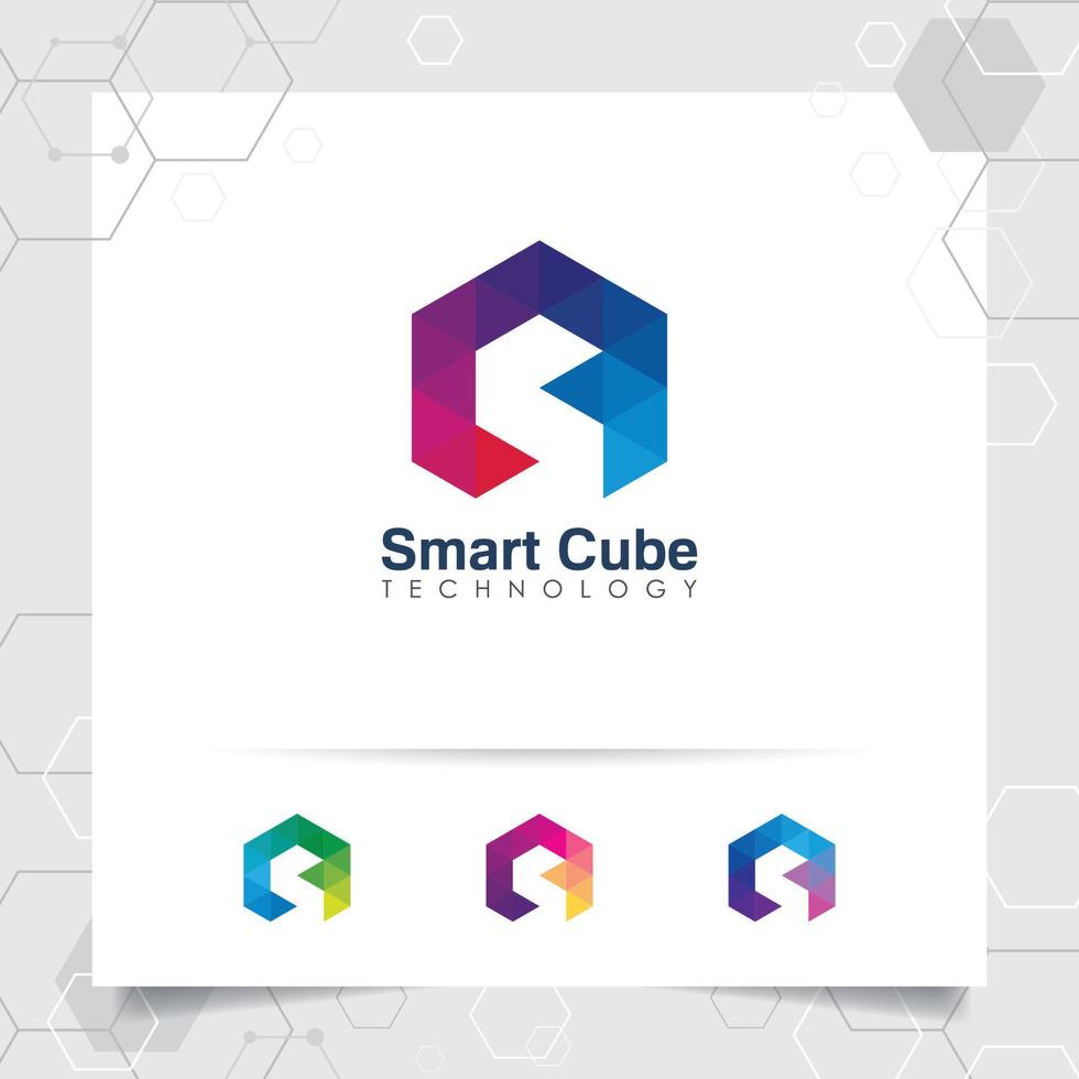 vector de diseño de letra de logotipo digital con píxel colorido moderno para tecnología, software, estudio, aplicación y negocios.