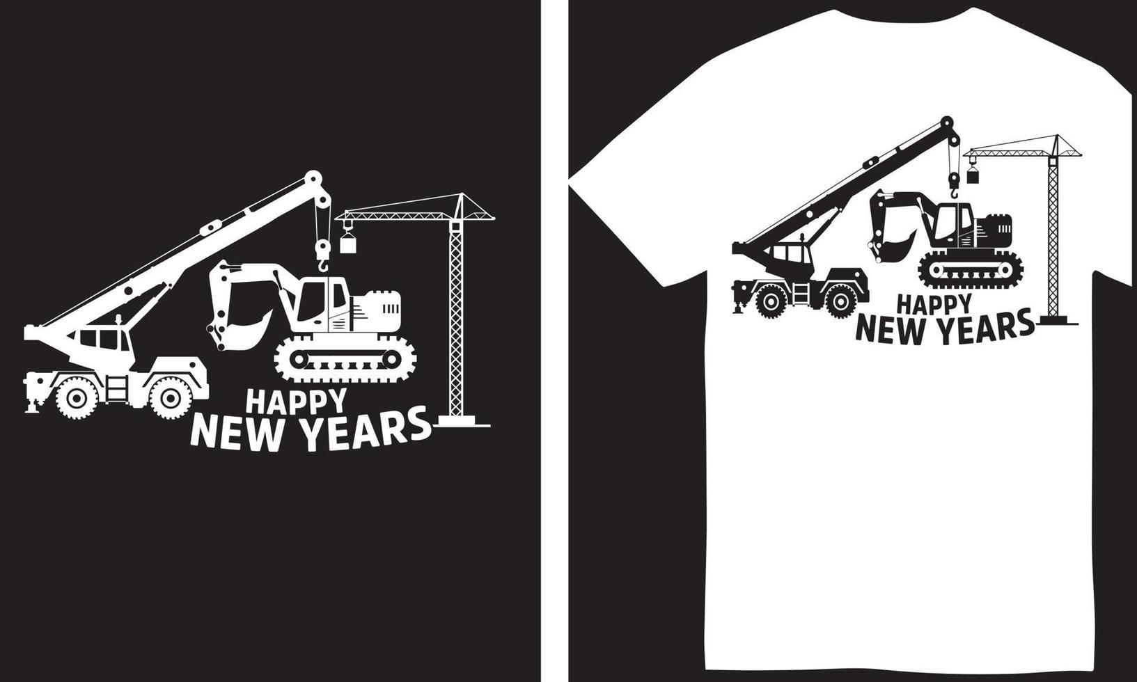 construction equipment building happy new year t-shirt design vector