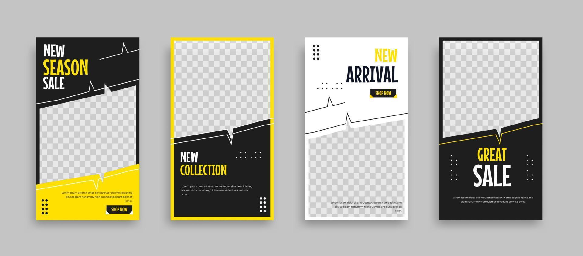 Set of Editable minimal square banner template. Blue yellow white background color with geometric shapes for social media post and web internet ads. Vector illustration