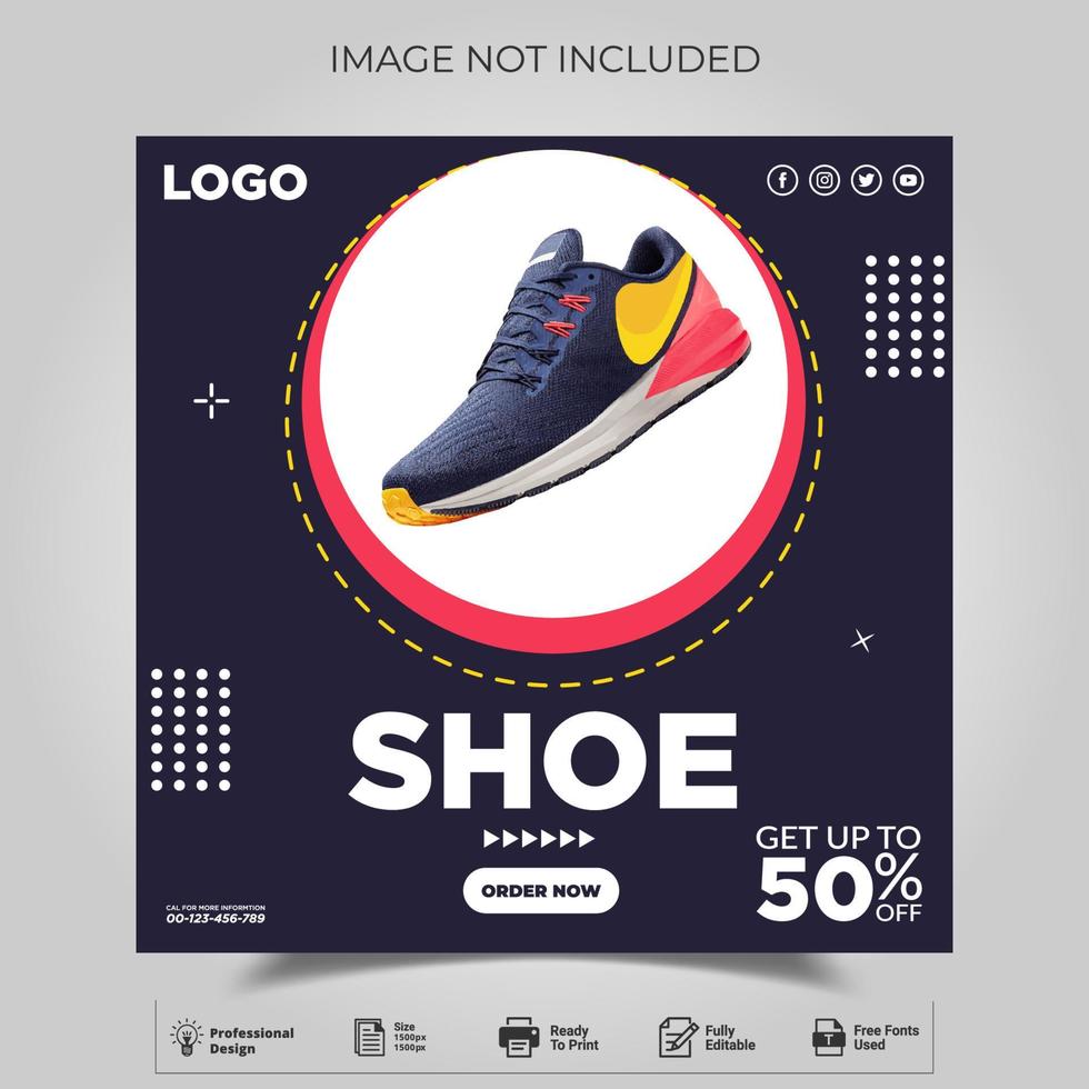 shoes social media banner and instagram post template vector