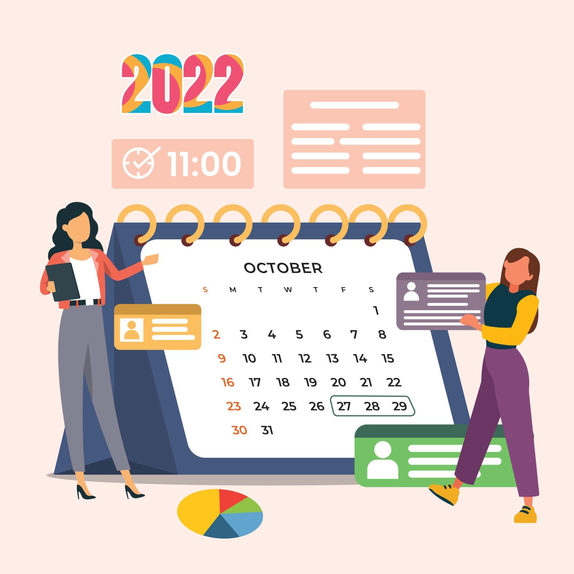 October 2022 Calendar Desktop October Month In Calendar In 2022. Desktop Calendar Vector Template. Vector  Colorful Illustration. 5092070 Vector Art At Vecteezy