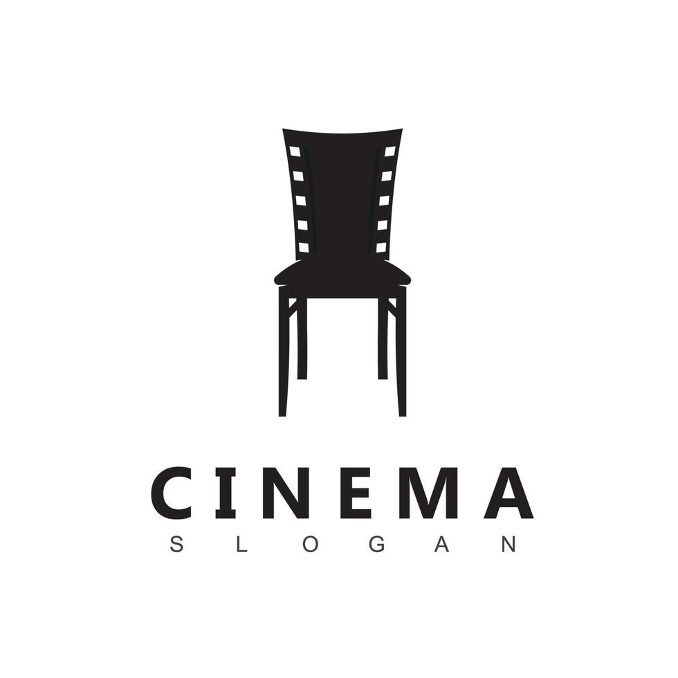 logotipo de cine con símbolo de película de silla aislada vector