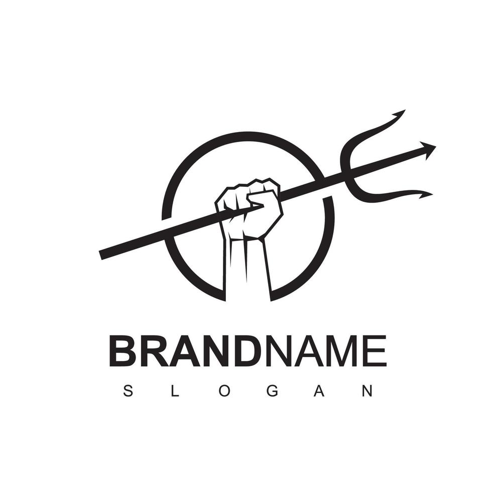 Trident Hand Logo Design Template vector