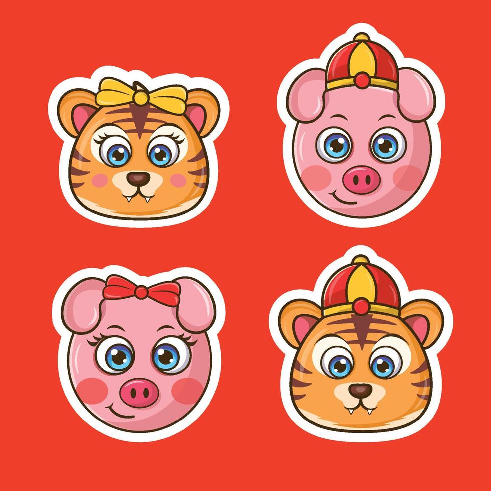 Chinese new year celebration of tiger Cute year  Free Vector