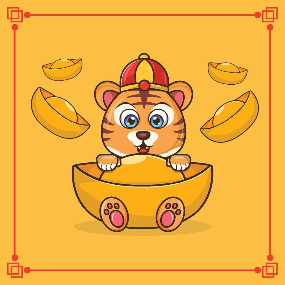 Chinese new year celebration of tiger Cute year  Free Vector
