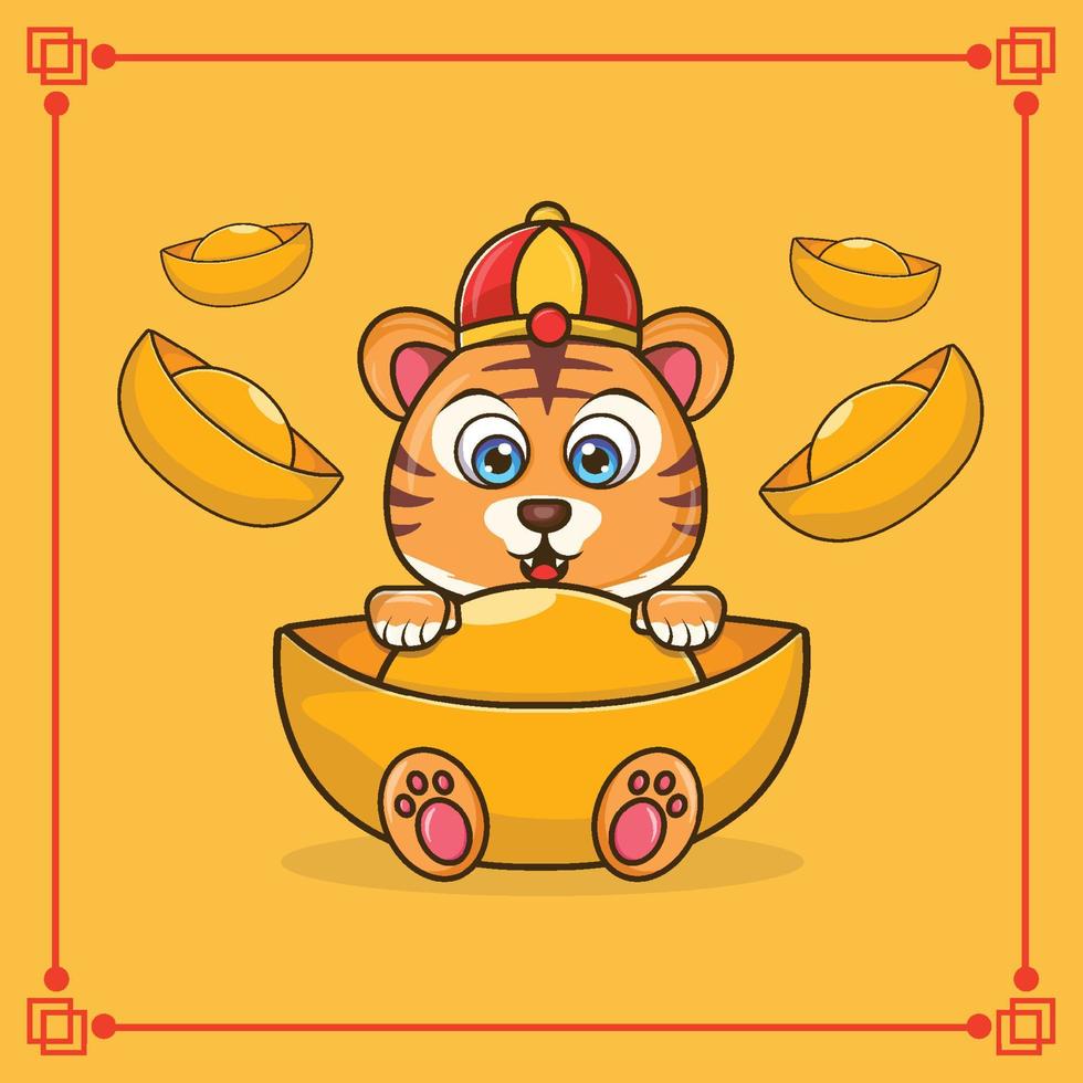 Chinese new year celebration of tiger Cute year  Free Vector