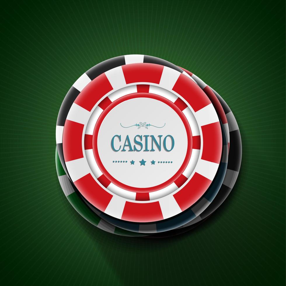 Casino playing chip in stack. top view vector