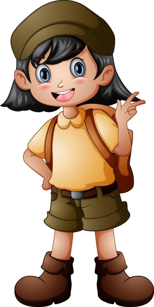 Girl explorer with scout uniform vector