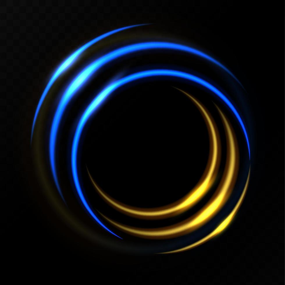 Gold and blue circle light effect vector