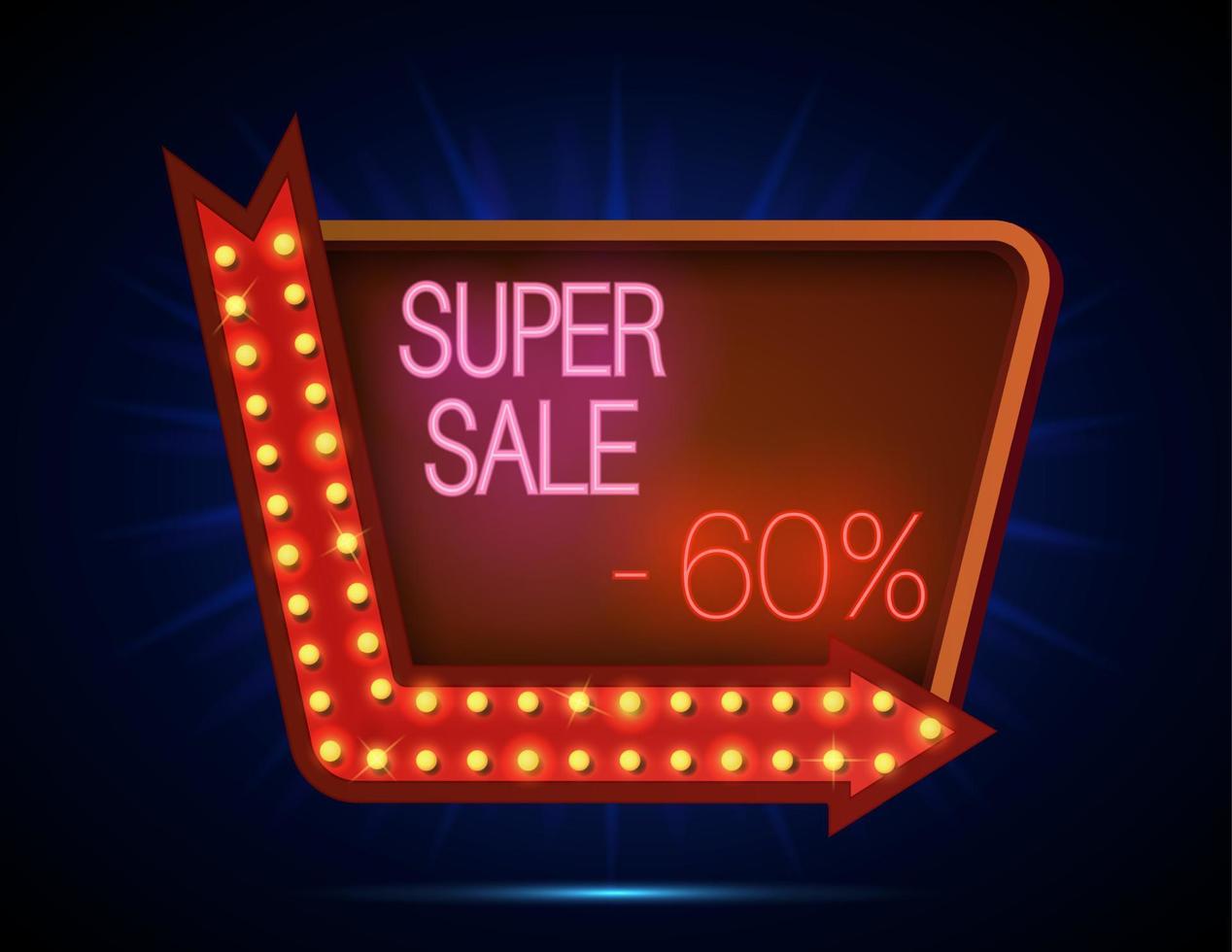 Discount signboard retro style with light frame vector