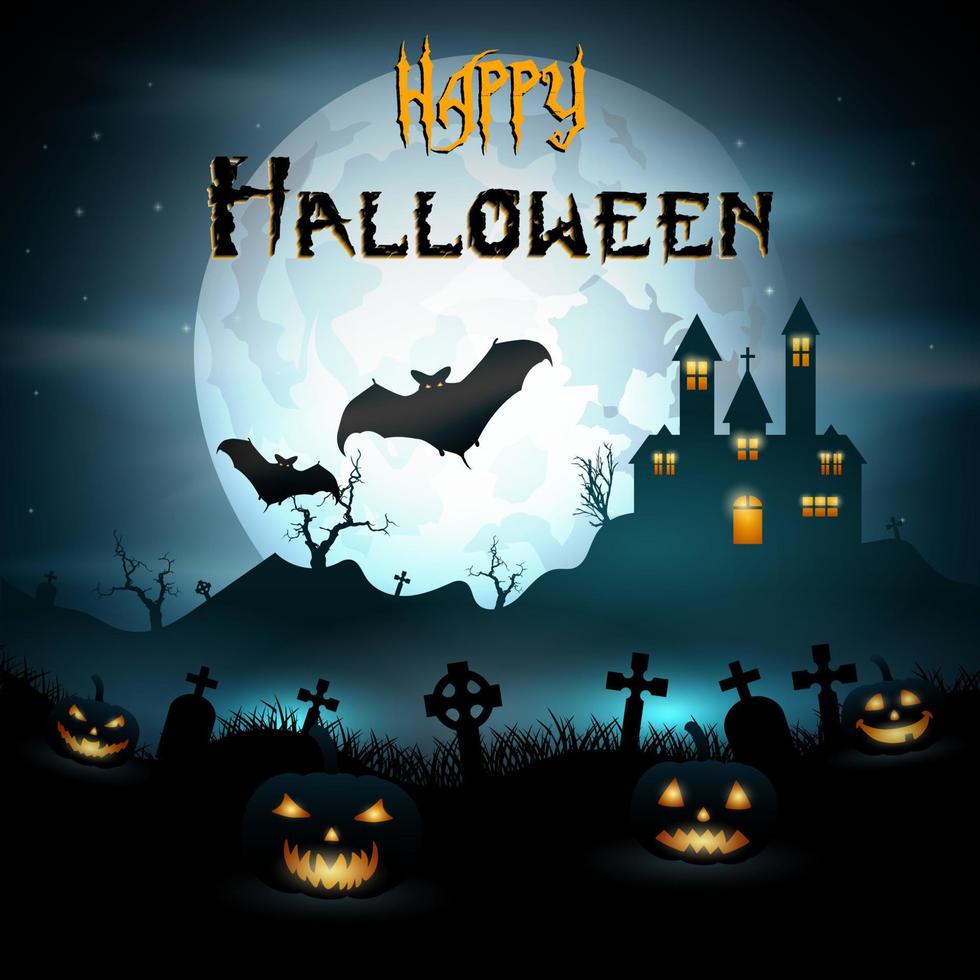 Halloween background with fly witch and pumpkin on graveyard 5092268 ...