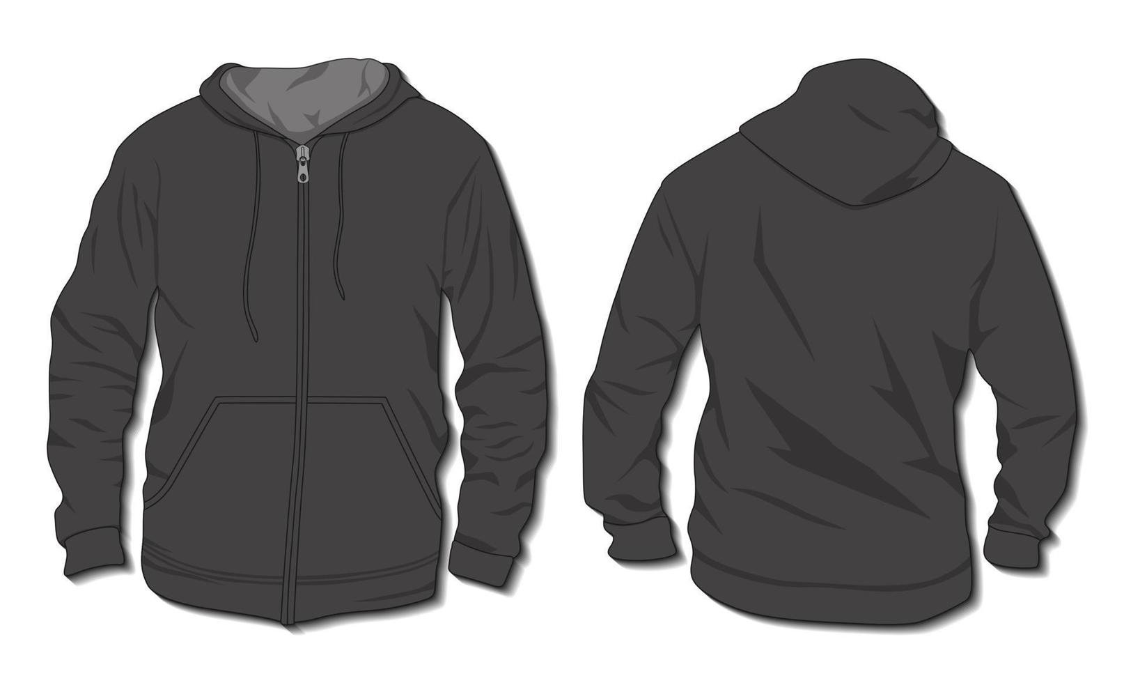 Hoodie jacket with zipper. Mockup template vector