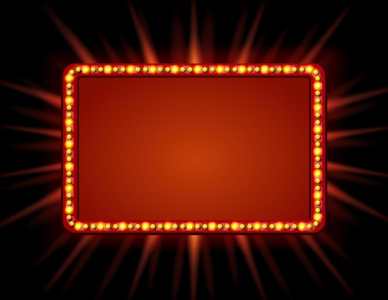Signboard retro style with lamps. Vintage banner with light bulbs vector