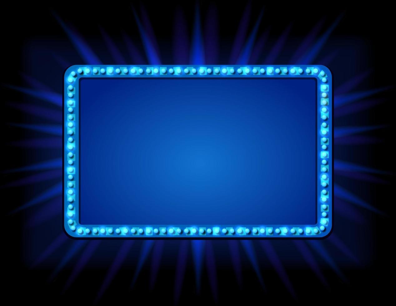 Signboard retro style with lamps. Vintage banner with light bulbs vector