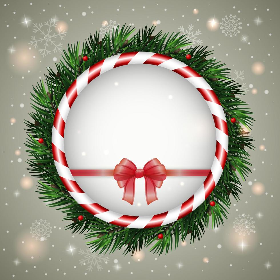 Christmas greeting card with Christmas wreath vector