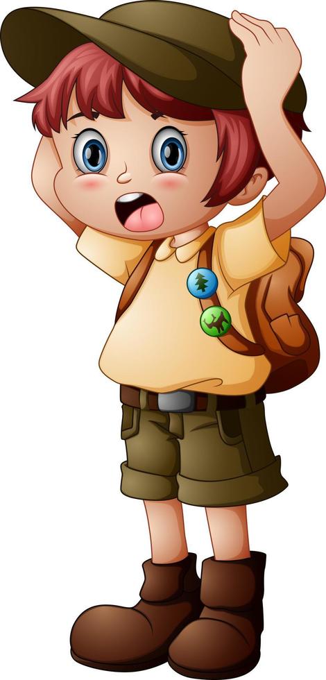 Boy explorer with scout uniform vector