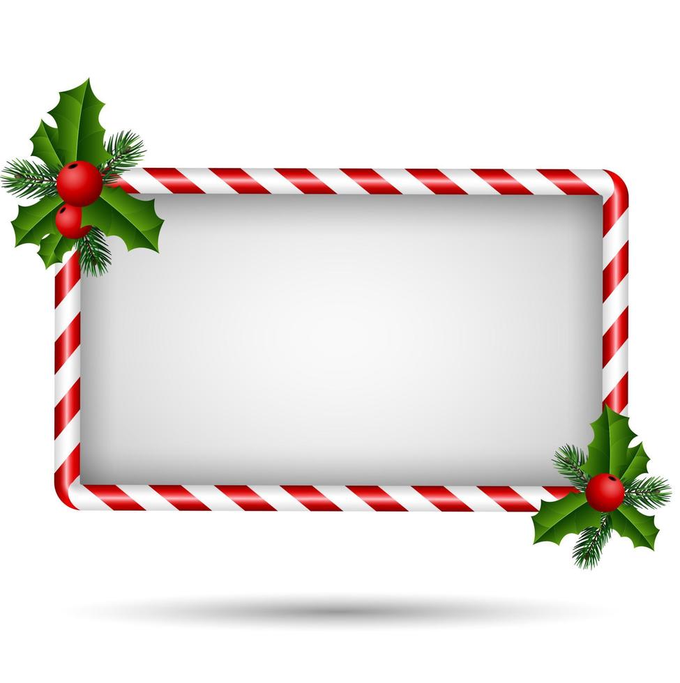 tarjeta de navidad con marco de caramelo vector